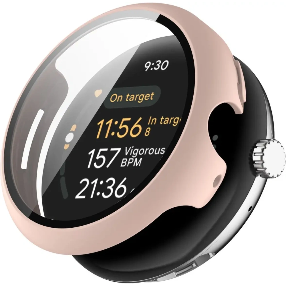 Etui ze szkłem do zegarka Bizon Case+Glass Watch do Google Pixel Watch 3 41mm różowe