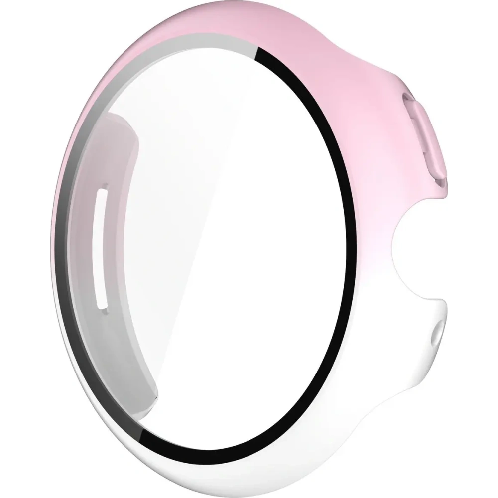 Etui ze szkłem do zegarka Bizon Case+Glass Watch do Google Pixel Watch 3 41mm białoróżowe