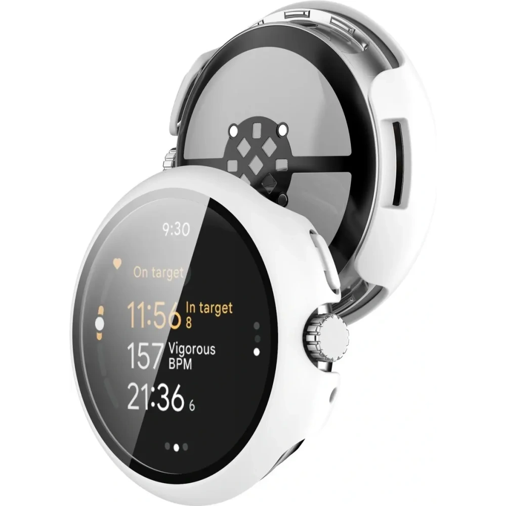 Etui ze szkłem do zegarka Bizon Case+Glass Watch do Google Pixel Watch 3 41mm białe