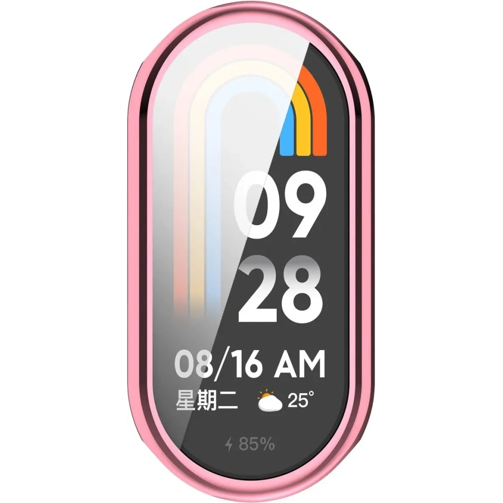 Etui z osłoną ekranu Bizon Case Watch Felipe do Xiaomi Smart Band 9 różowe