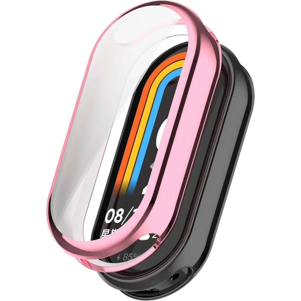 Etui z osłoną ekranu Bizon Case Watch Felipe do Xiaomi Smart Band 9 różowe