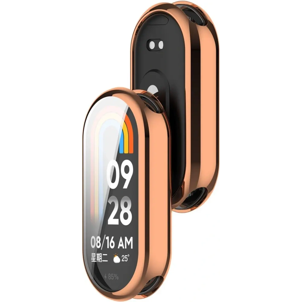 Etui z osłoną ekranu Bizon Case Watch Felipe do Xiaomi Smart Band 9 różowozłote