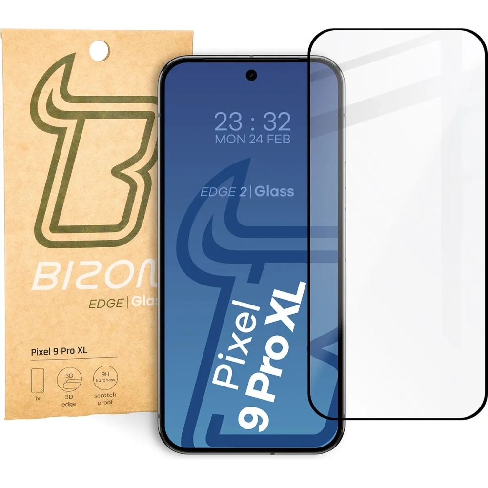 Szkło hartowane Bizon Glass Edge 2 do Google Pixel 9 Pro XL czarna ramka