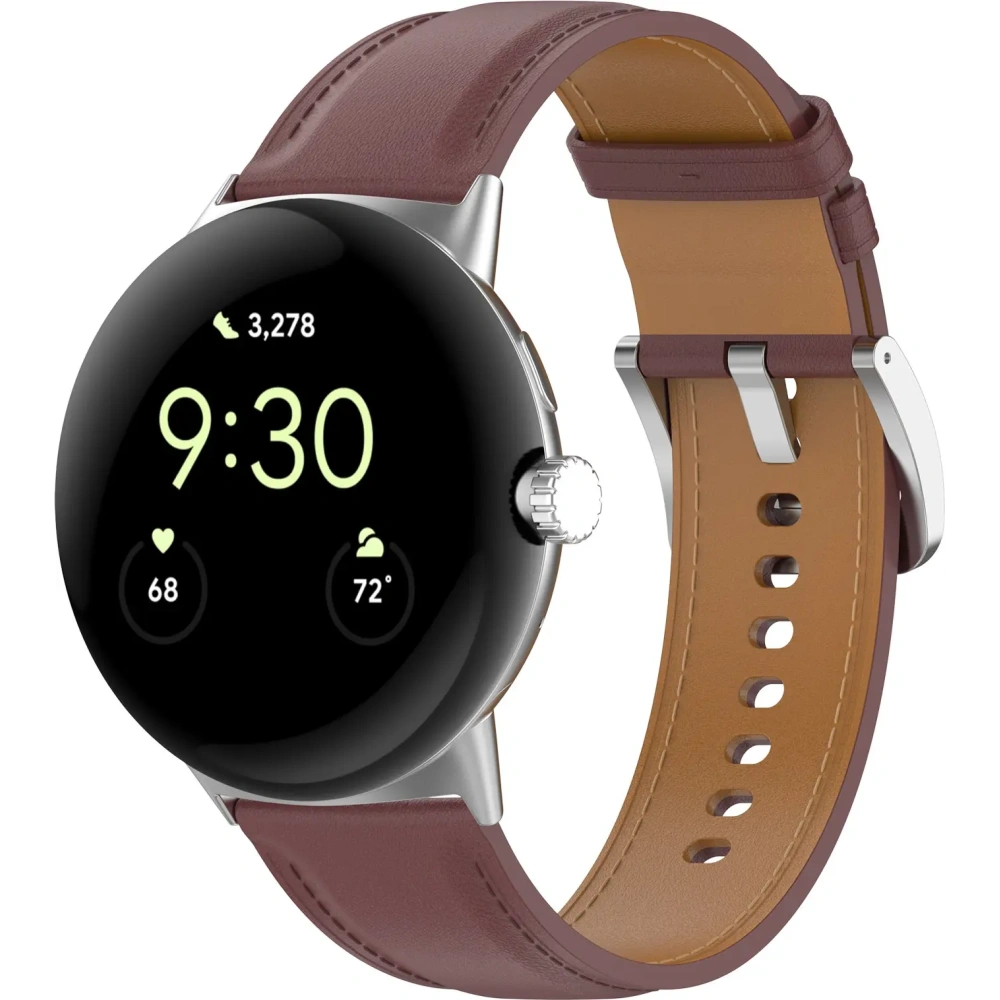 Skórzany pasek Bizon Strap Watch Casual 41 mm do Pixel Watch 3/Watch 2/Watch 1 ciemnobrązowy