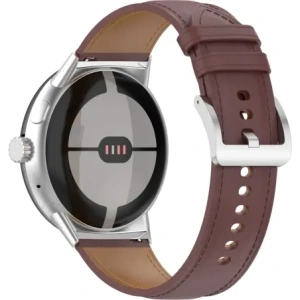 Kožený pásek Bizon Strap Watch Casual 41 mm pro Pixel Watch 3/Watch 2/Watch 1 tmavě hnědý