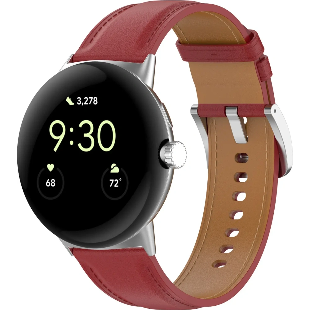 Skórzany pasek Bizon Strap Watch Casual 41 mm do Pixel Watch 3/Watch 2/Watch 1 burgundowy