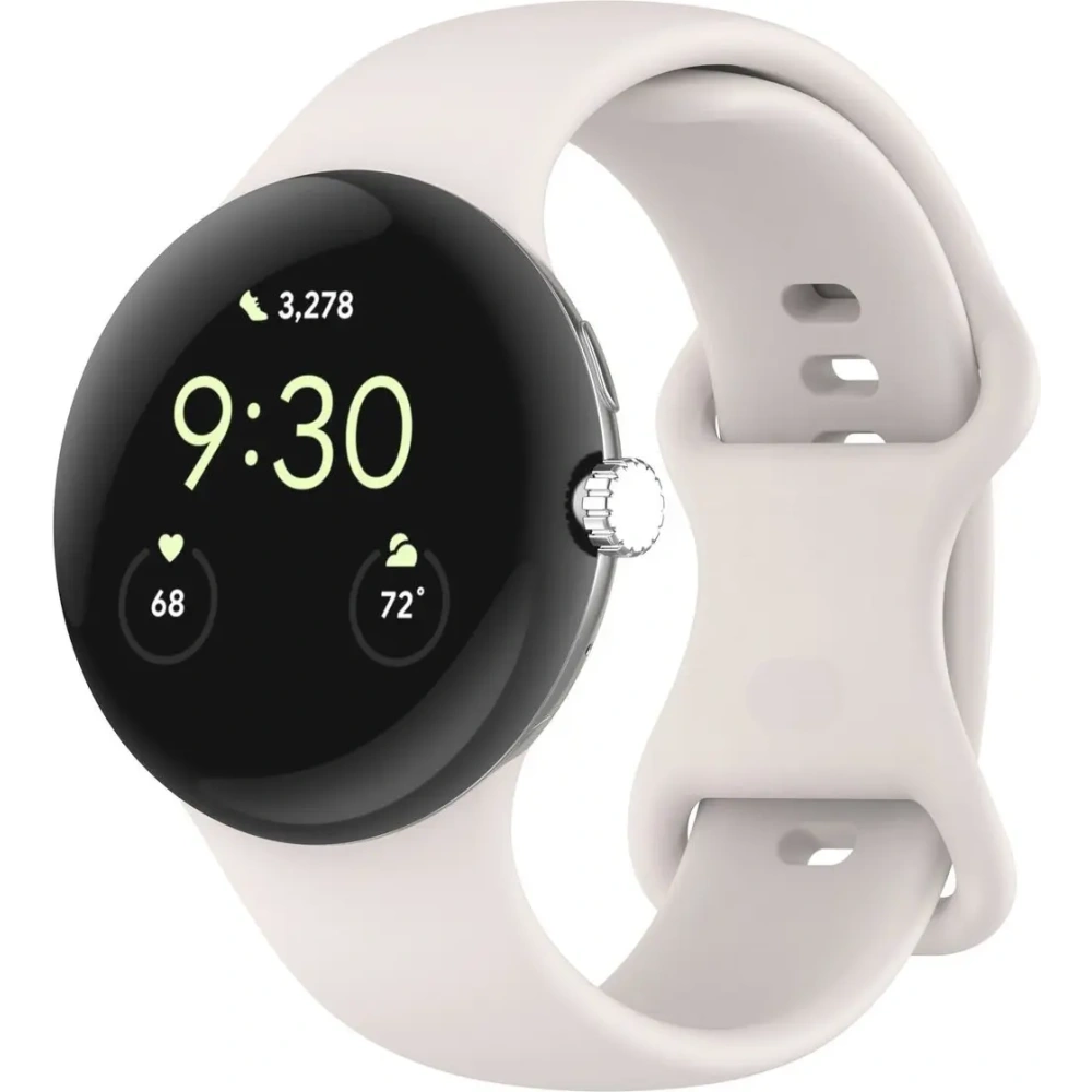 Silikonowy pasek Bizon Strap Watch Silicone do Google Pixel Watch 3/Watch 2/Watch 1 41mm perłowy