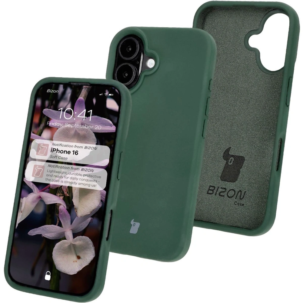 Silikonowe etui Bizon Soft Case do Apple iPhone 16 ciemnozielone