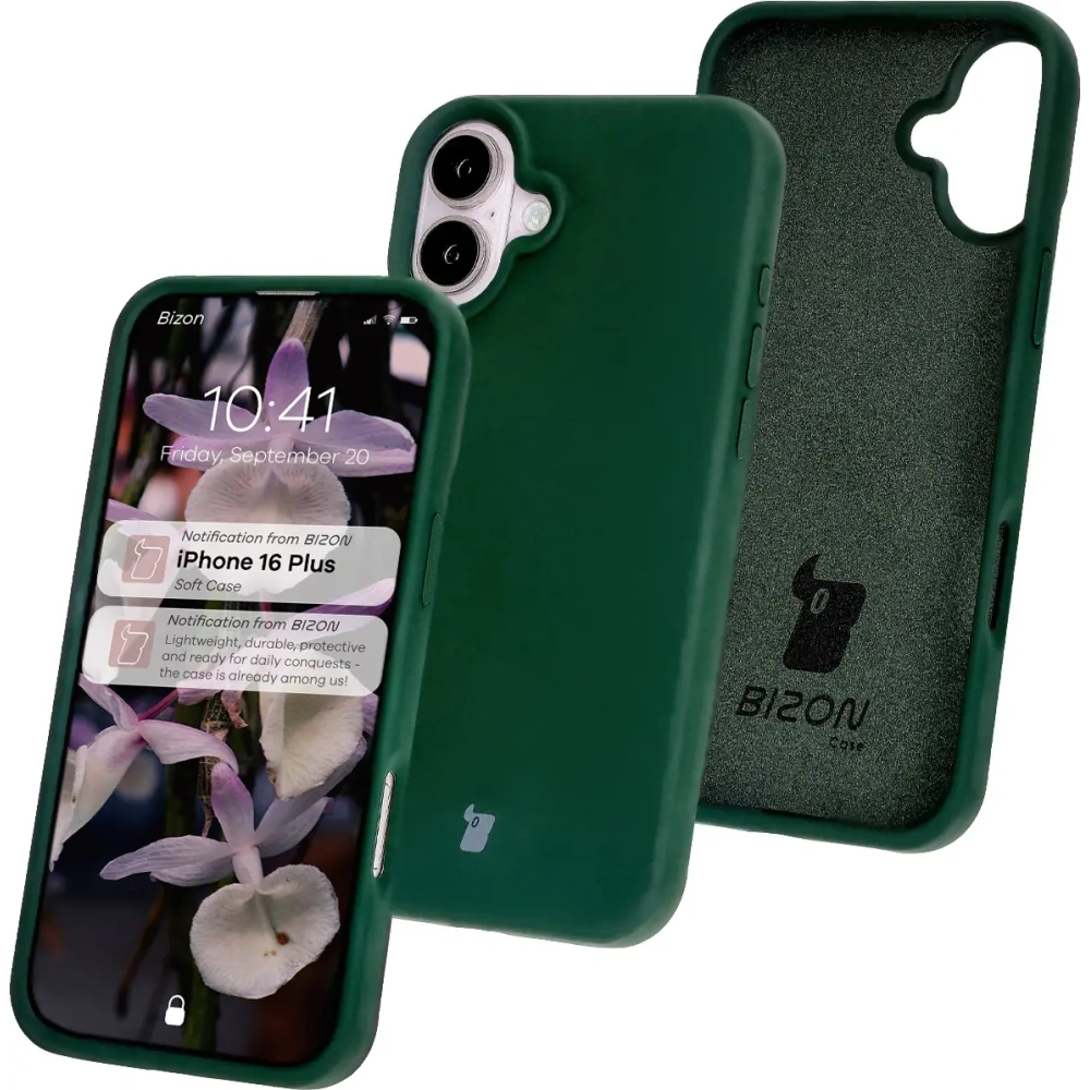 Silikonowe etui Bizon Soft Case do Apple iPhone 16 Plus ciemnozielone