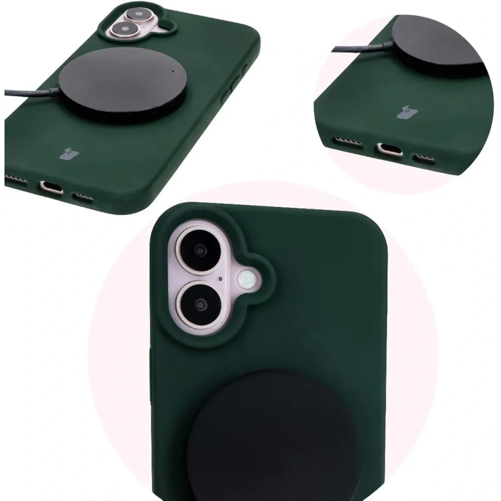 Silikonowe etui Bizon Soft Case do Apple iPhone 16 Plus ciemnozielone