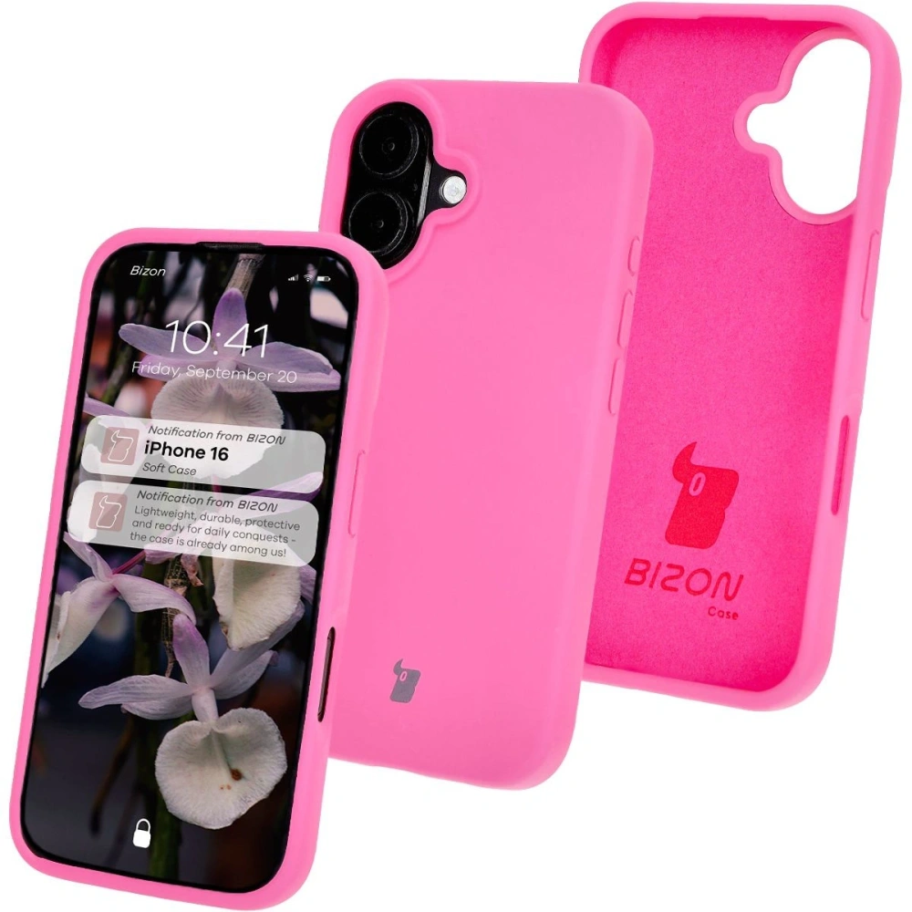 Silikonowe etui Bizon Soft Case do Apple iPhone 16 fuksja
