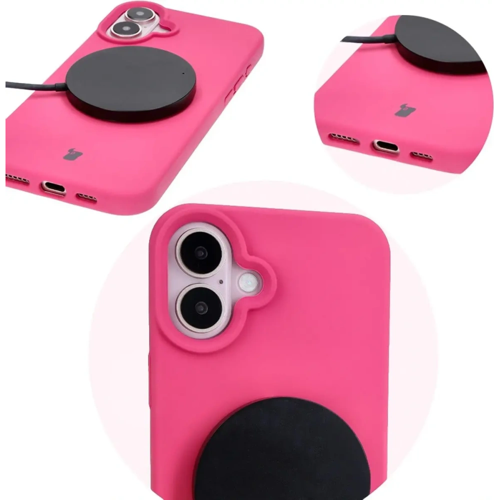 Silikonowe etui Bizon Soft Case do Apple iPhone 16 Plus fuksja