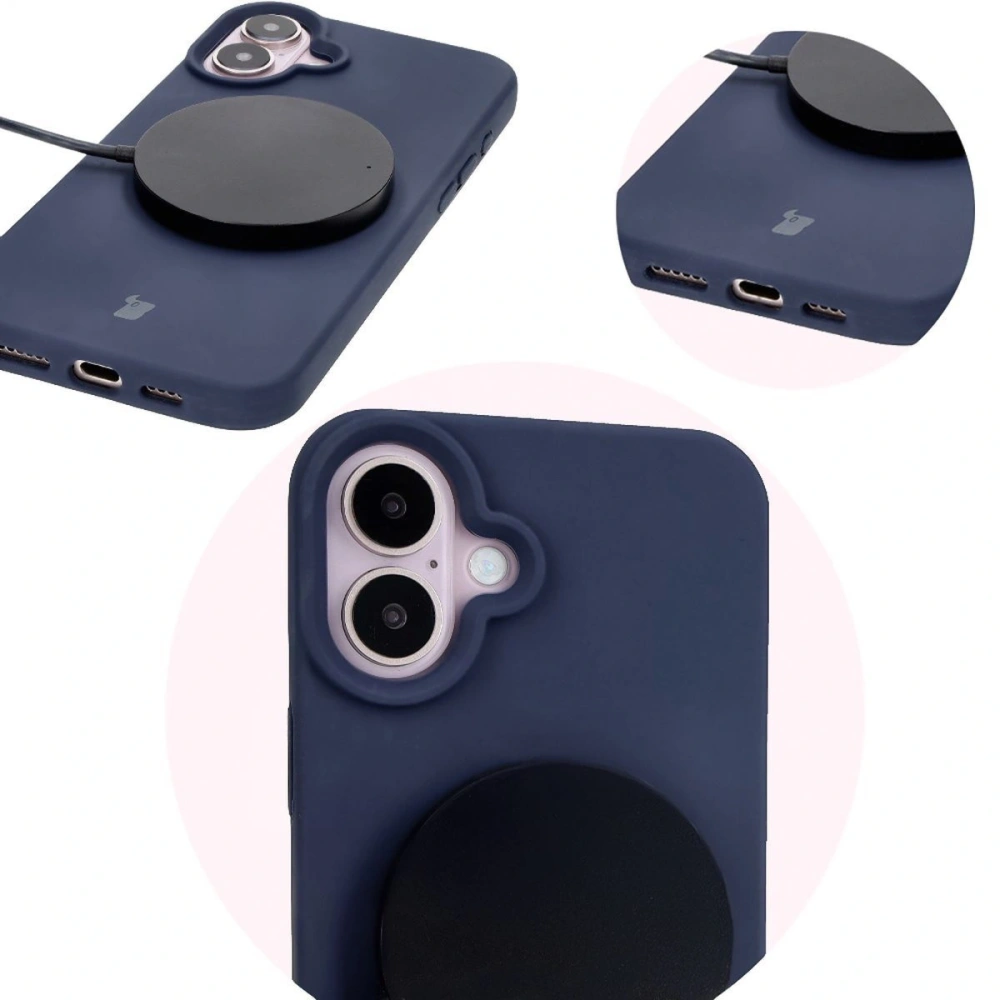 Silikonowe etui Bizon Soft Case do Apple iPhone 16 ciemnoniebieskie