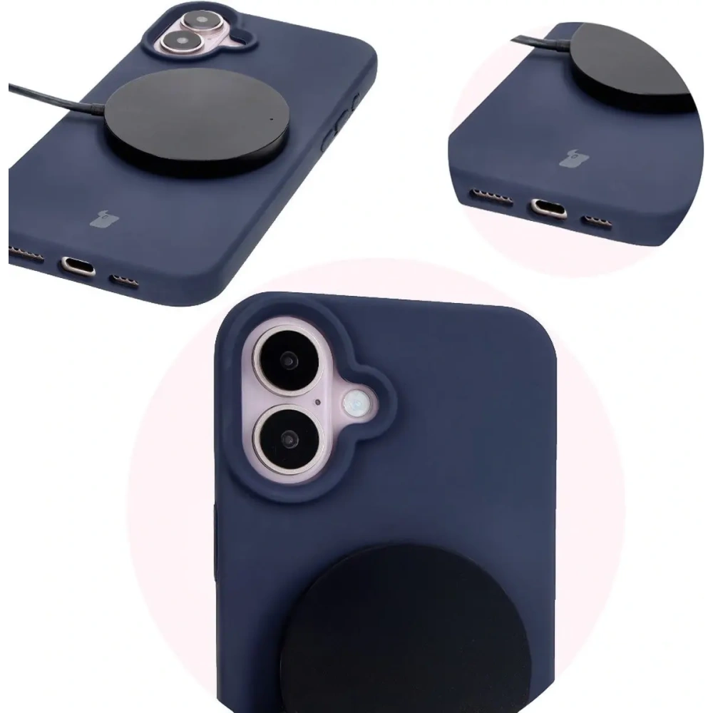 Silikonowe etui Bizon Soft Case do Apple iPhone 16 Plus ciemnoniebieskie