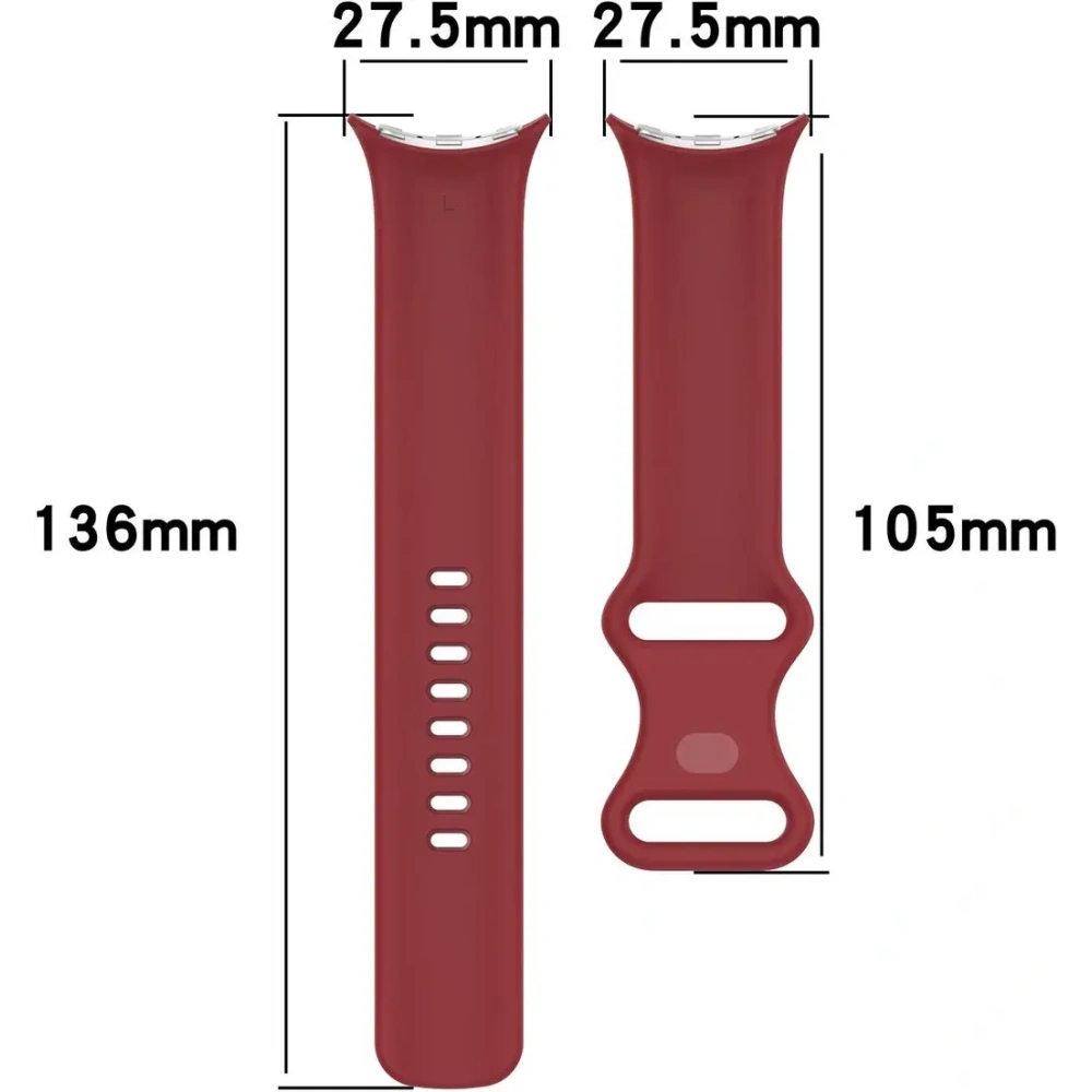 Silikonowy pasek Bizon Strap Watch Silicone do Google Pixel Watch 3/Watch 2/Watch 1 41mm karminowy