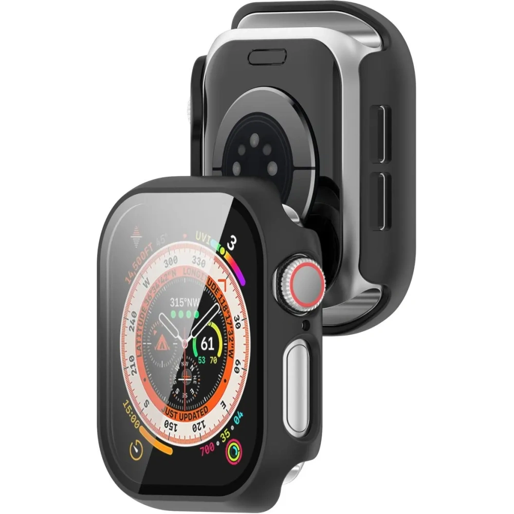 Etui ze szkłem do zegarka Bizon Case+Glass Watch do Apple Watch 10 / 11 42mm czarne