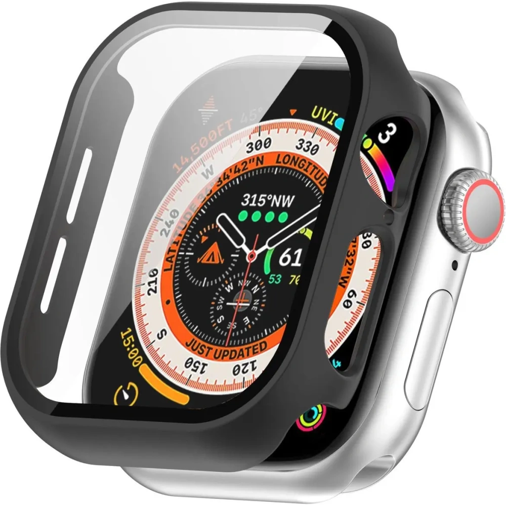 Etui ze szkłem do zegarka Bizon Case+Glass Watch do Apple Watch 10 / 11 42mm czarne