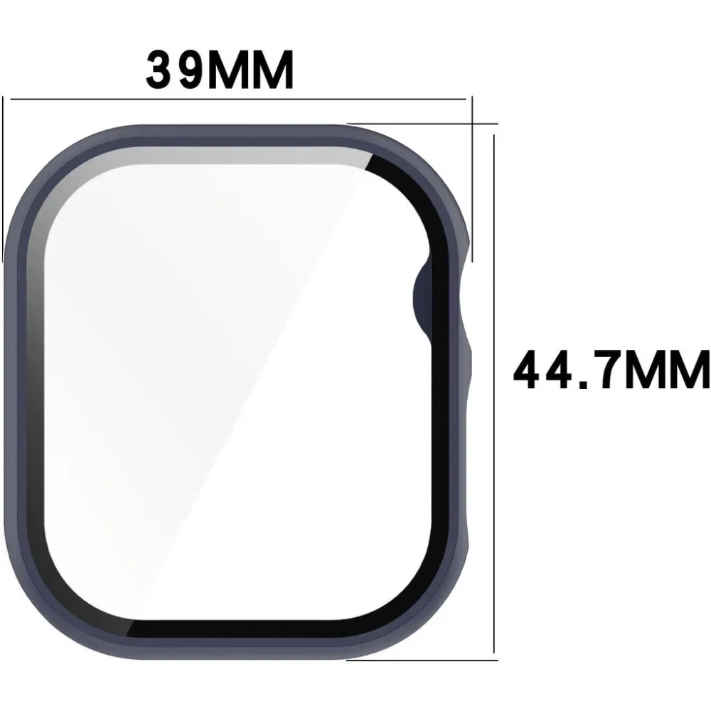 Etui ze szkłem do zegarka Bizon Case+Glass Watch do Apple Watch 10 / 11 42mm ciemnoniebieskie