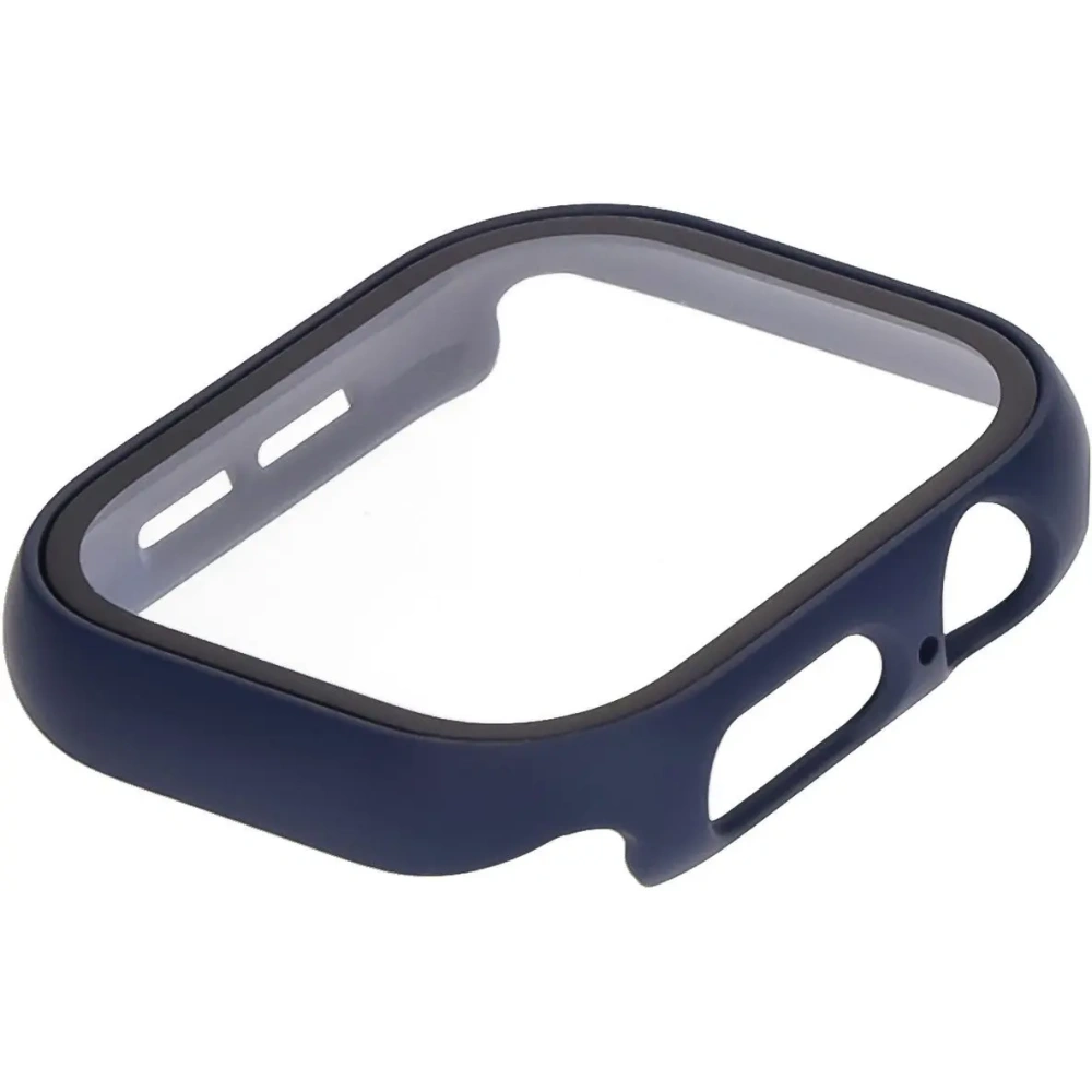 Etui ze szkłem do zegarka Bizon Case+Glass Watch do Apple Watch 10 / 11 42mm ciemnoniebieskie