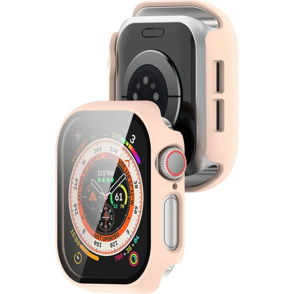 Etui ze szkłem do zegarka Bizon Case+Glass Watch do Apple Watch 10 / 11 42mm różowe