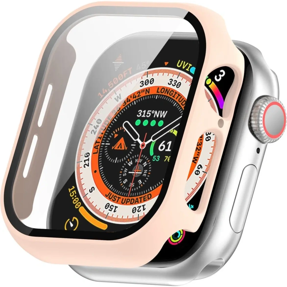 Etui ze szkłem do zegarka Bizon Case+Glass Watch do Apple Watch 10 / 11 42mm różowe