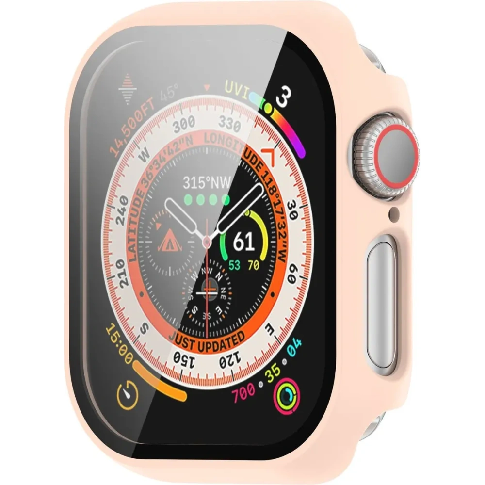 Etui ze szkłem do zegarka Bizon Case+Glass Watch do Apple Watch 10 / 11 42mm różowe