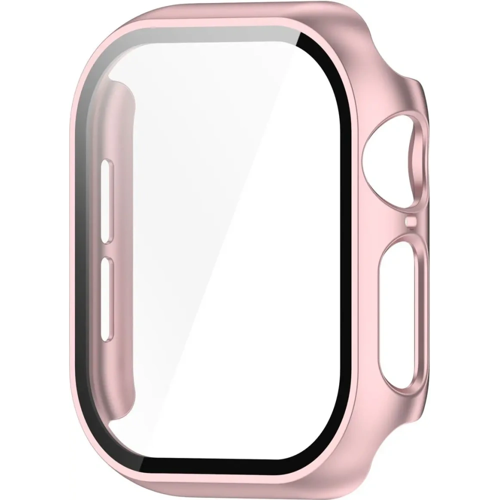Etui ze szkłem do zegarka Bizon Case+Glass Watch do Apple Watch 10 / 11 42mm jasnoróżowe