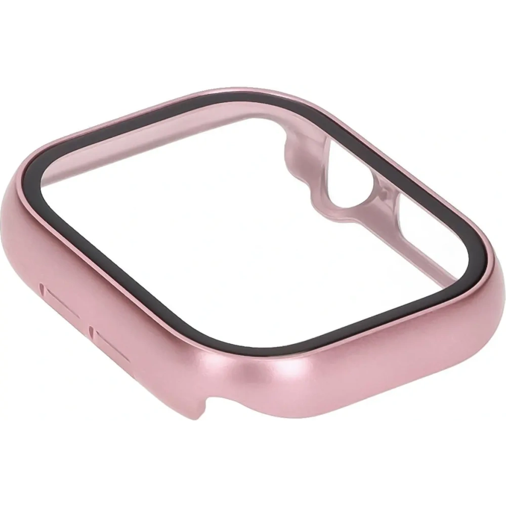 Etui ze szkłem do zegarka Bizon Case+Glass Watch do Apple Watch 10 / 11 42mm jasnoróżowe