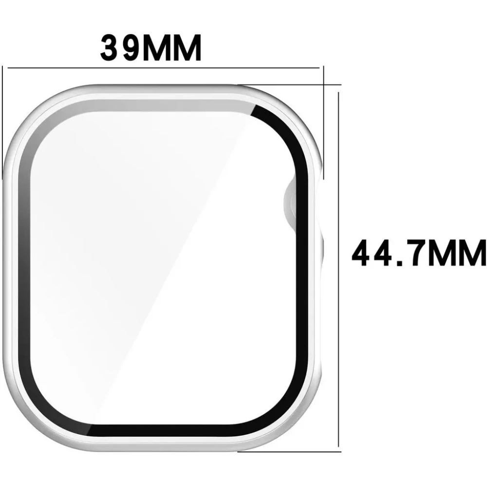Etui ze szkłem do zegarka Bizon Case+Glass Watch do Apple Watch 10 / 11 42mm srebrne