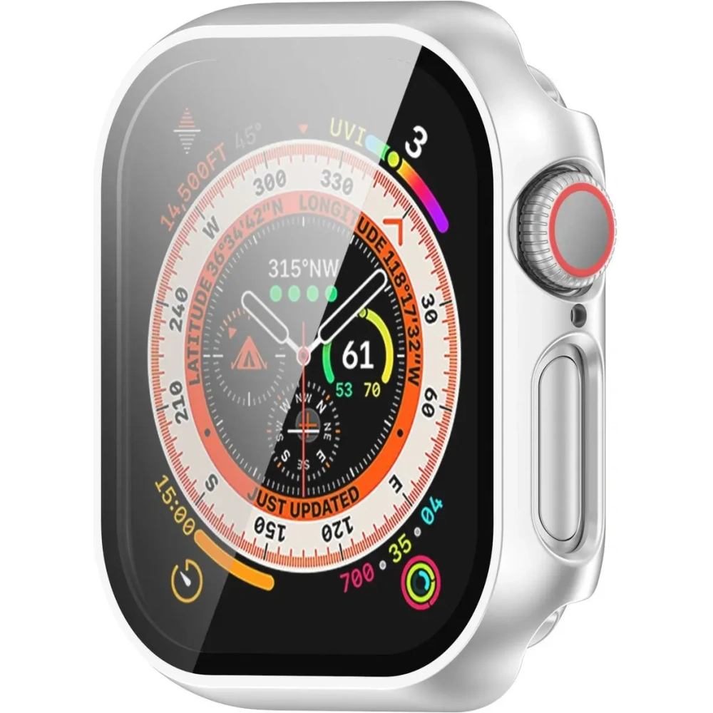 Etui ze szkłem do zegarka Bizon Case+Glass Watch do Apple Watch 10 / 11 42mm srebrne