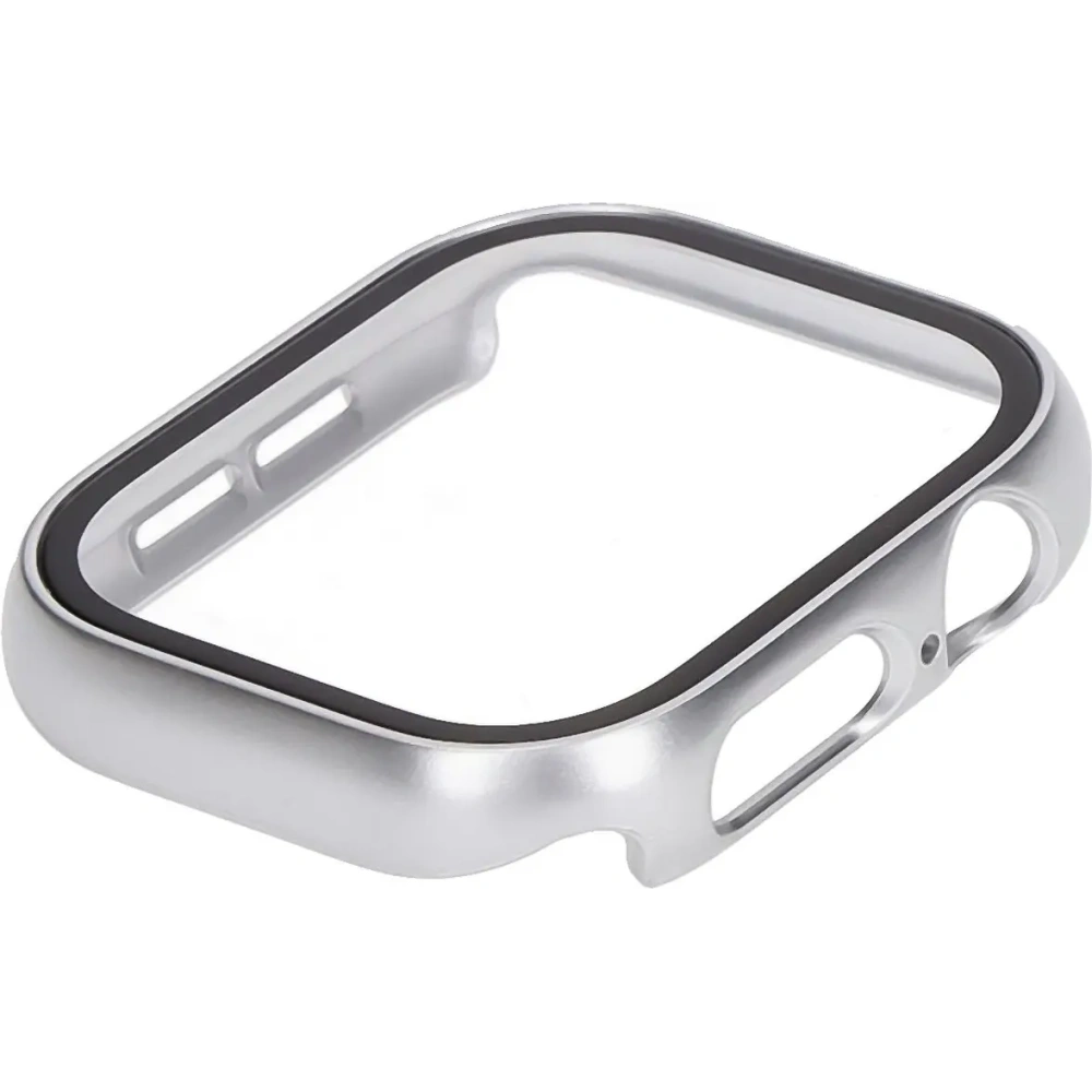 Etui ze szkłem do zegarka Bizon Case+Glass Watch do Apple Watch 10 / 11 42mm srebrne