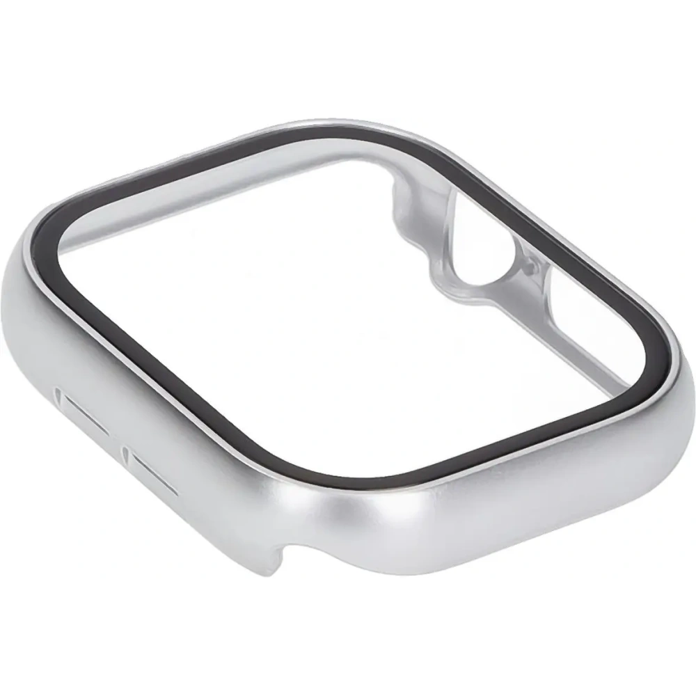 Etui ze szkłem do zegarka Bizon Case+Glass Watch do Apple Watch 10 / 11 42mm srebrne