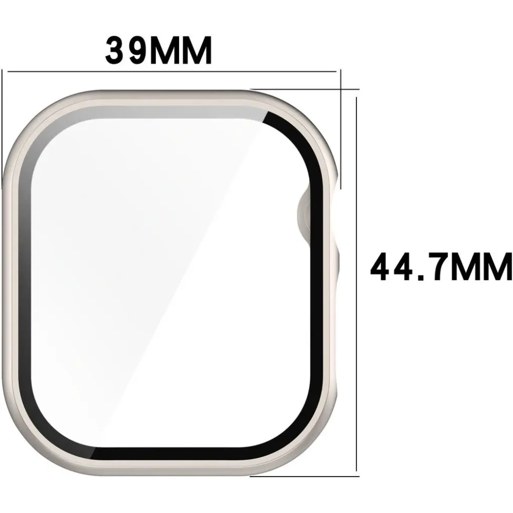 Etui ze szkłem do zegarka Bizon Case+Glass Watch do Apple Watch 10 / 11 42mm szampańskie