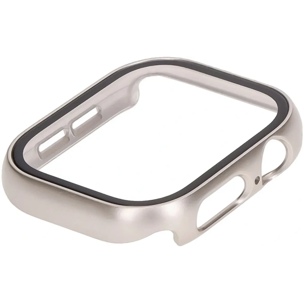 Etui ze szkłem do zegarka Bizon Case+Glass Watch do Apple Watch 10 / 11 42mm szampańskie