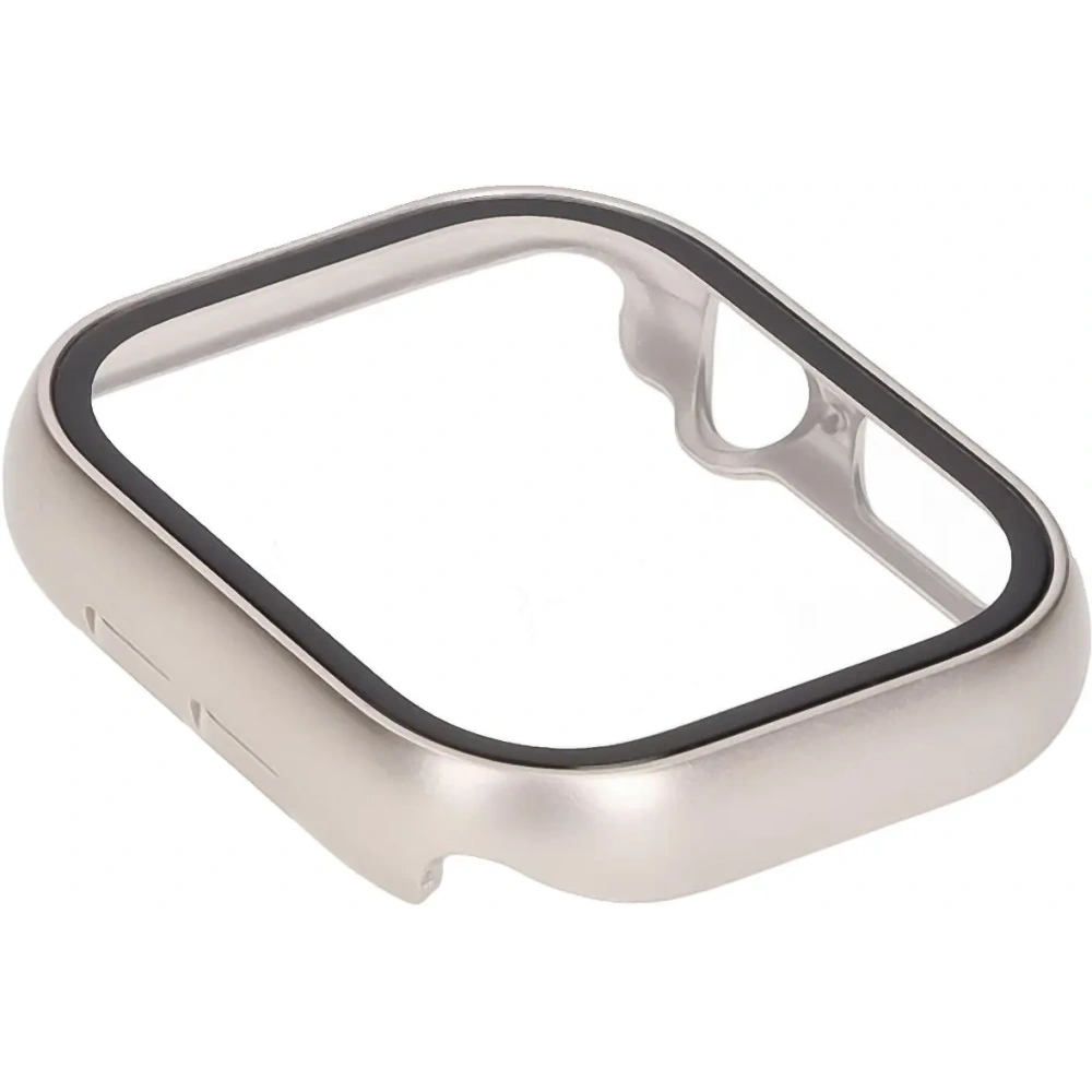 Etui ze szkłem do zegarka Bizon Case+Glass Watch do Apple Watch 10 / 11 42mm szampańskie