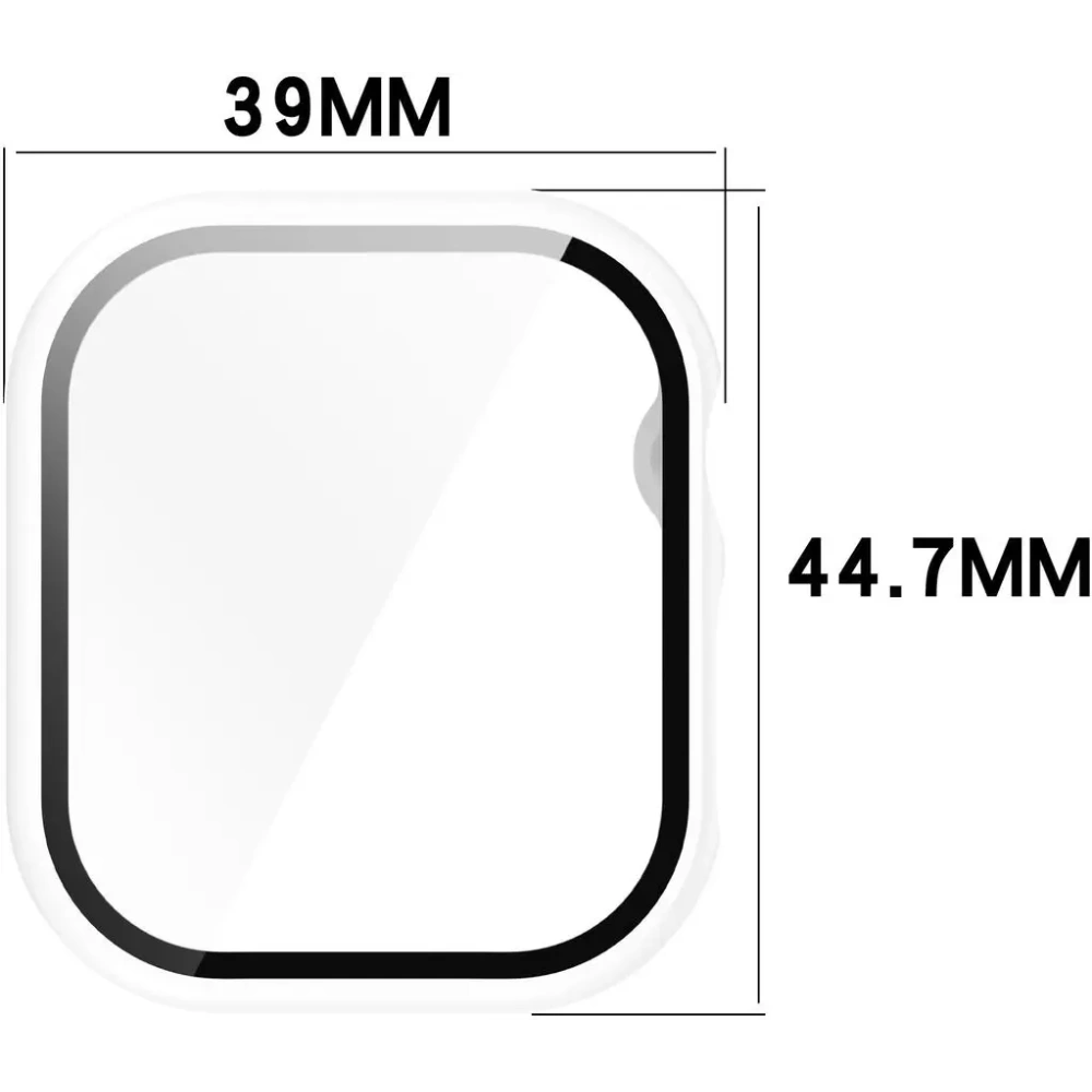 Etui ze szkłem do zegarka Bizon Case+Glass Watch do Apple Watch 10 / 11 42mm białe