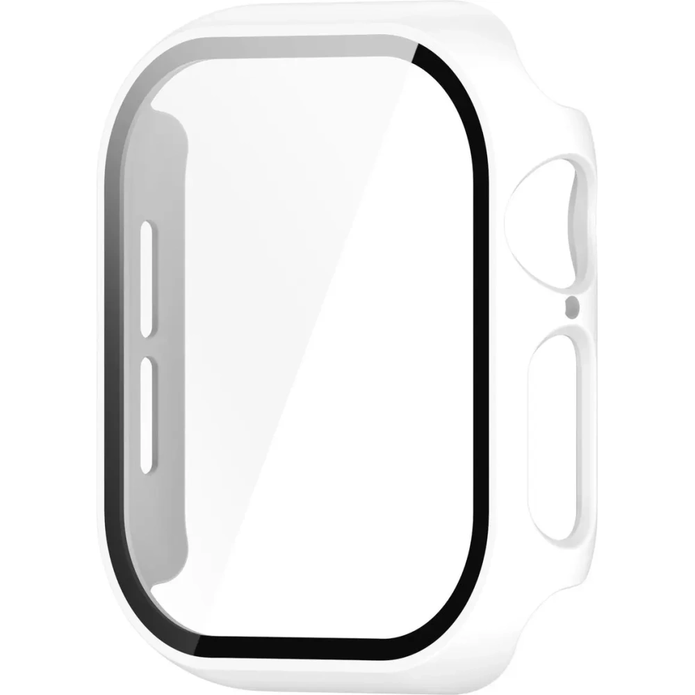 Etui ze szkłem do zegarka Bizon Case+Glass Watch do Apple Watch 10 / 11 42mm białe