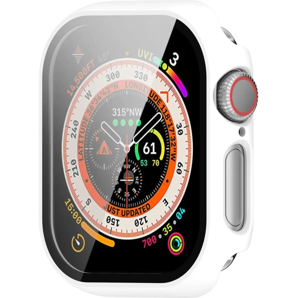 Etui ze szkłem do zegarka Bizon Case+Glass Watch do Apple Watch 10 / 11 42mm białe