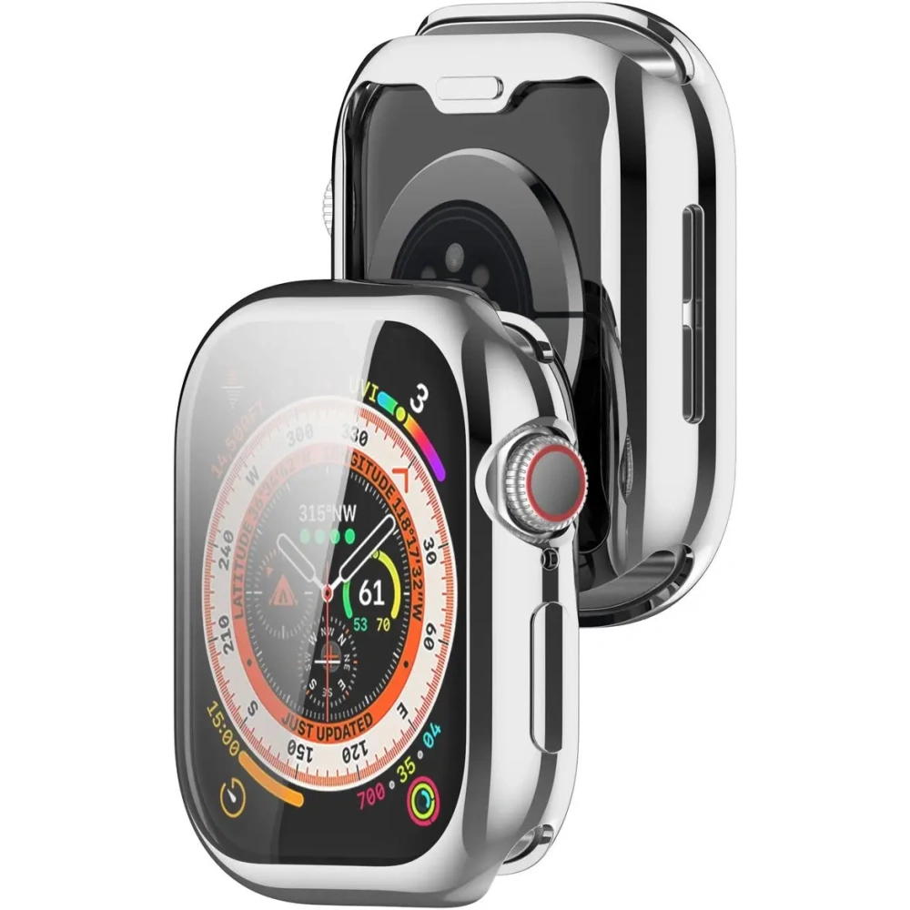 Etui z osłoną ekranu Bizon Case Watch Felipe do Apple Watch 10 / 11 42mm srebrne