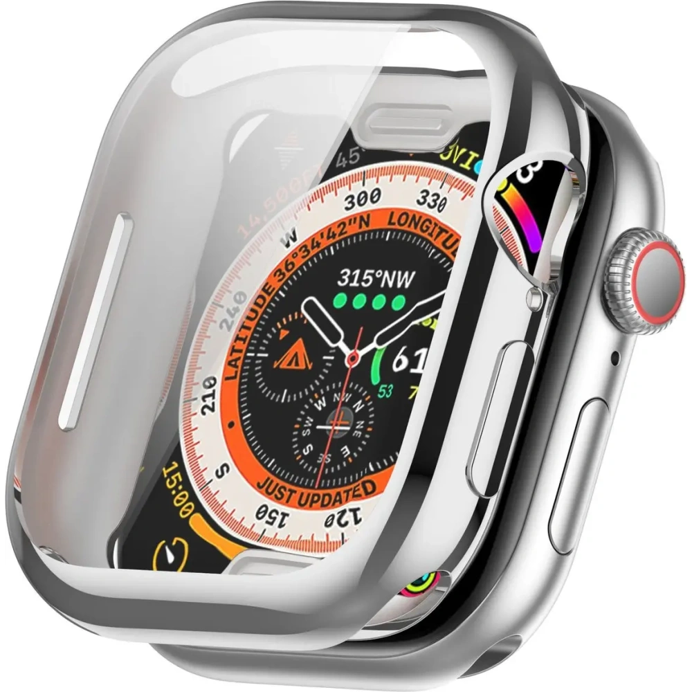 Etui z osłoną ekranu Bizon Case Watch Felipe do Apple Watch 10 / 11 42mm srebrne