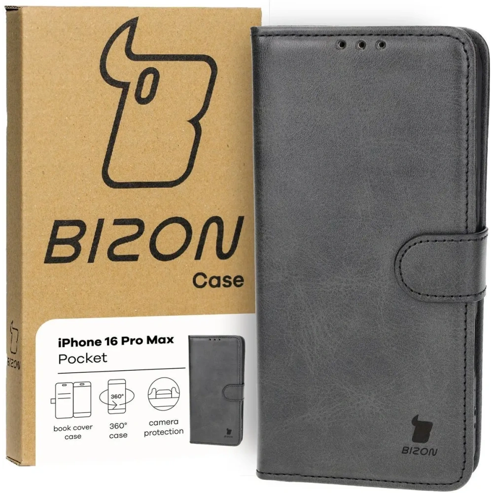 Etui z klapką Bizon Case Pocket do Apple iPhone 16 Pro Max czarne