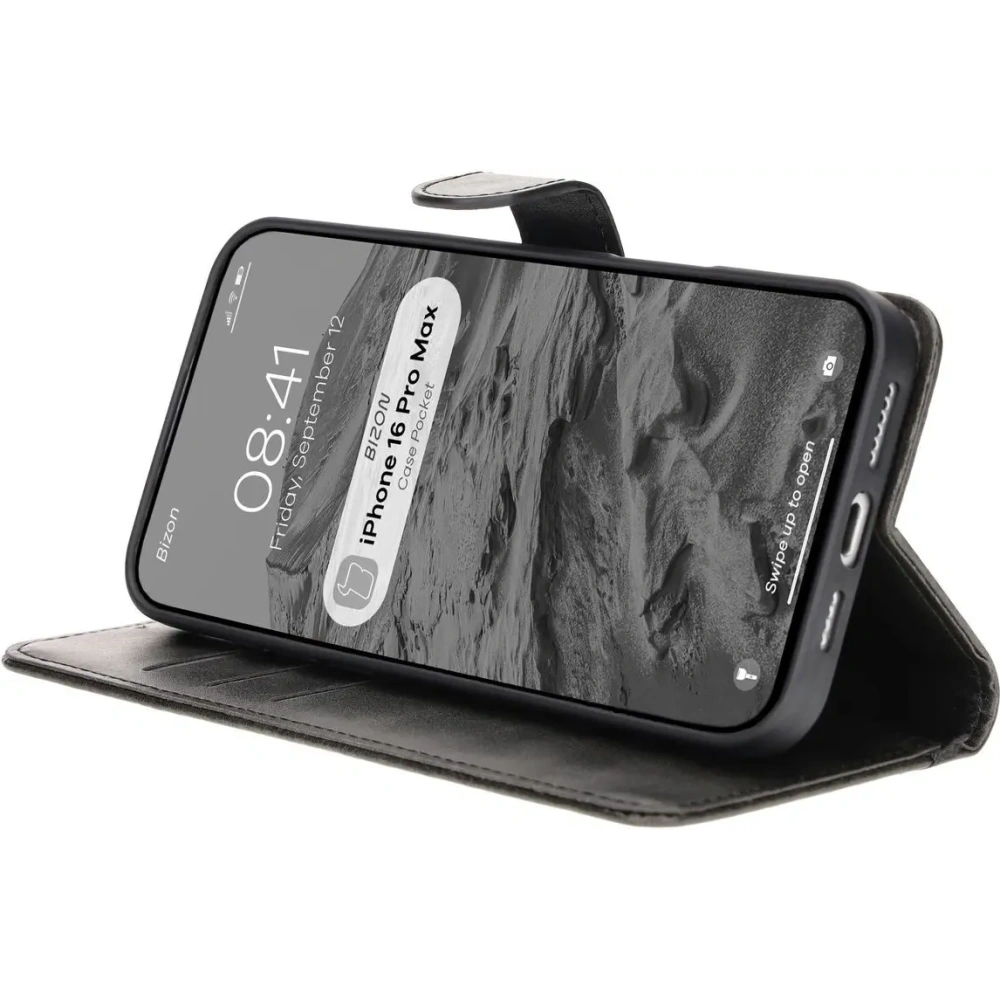 Etui z klapką Bizon Case Pocket do Apple iPhone 16 Pro Max czarne