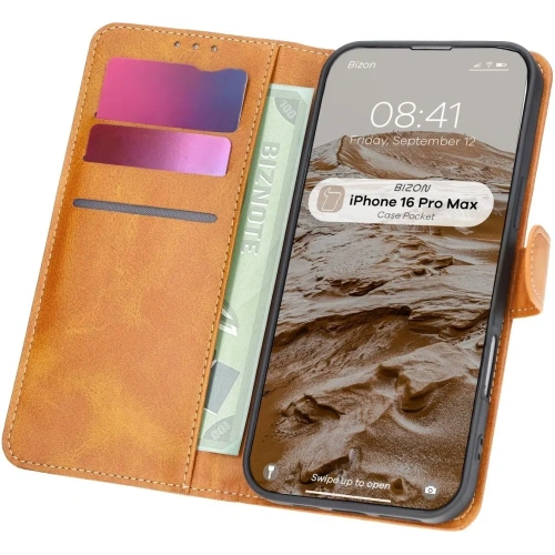 Kup Etui z klapką Bizon Case Pocket do Apple iPhone 16 Pro Max brązowe - BIZ6434 - {ean13} - Sklep Home Screen