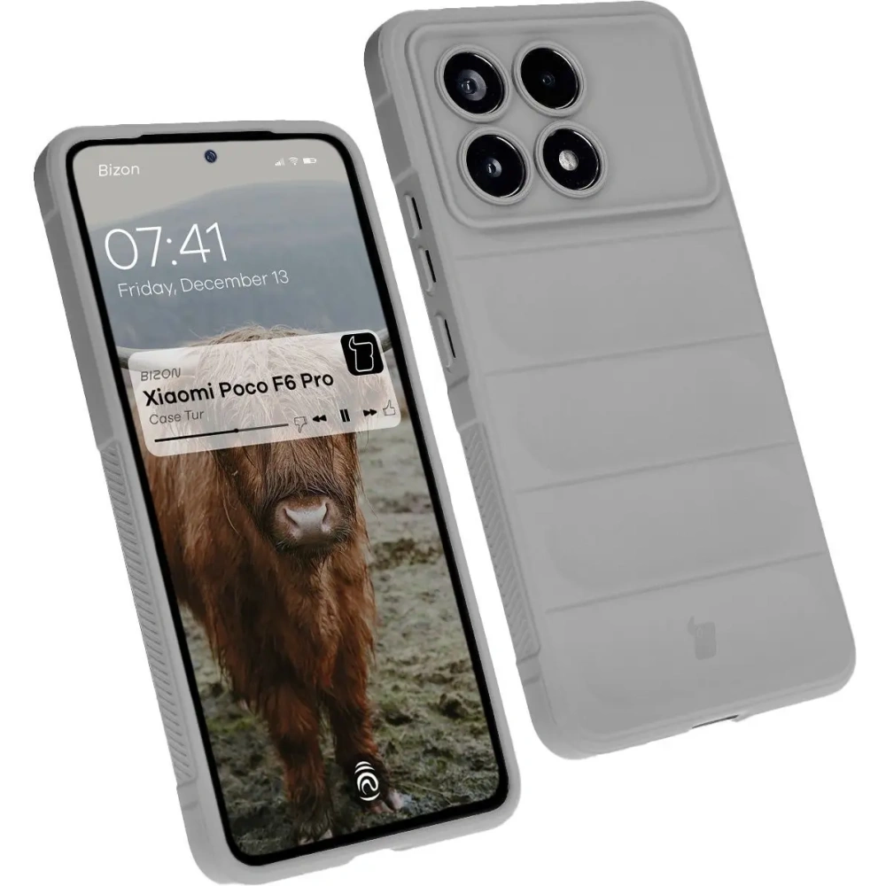 Pancerne etui Bizon Case Tur do Xiaomi Poco F6 Pro jasnoszare