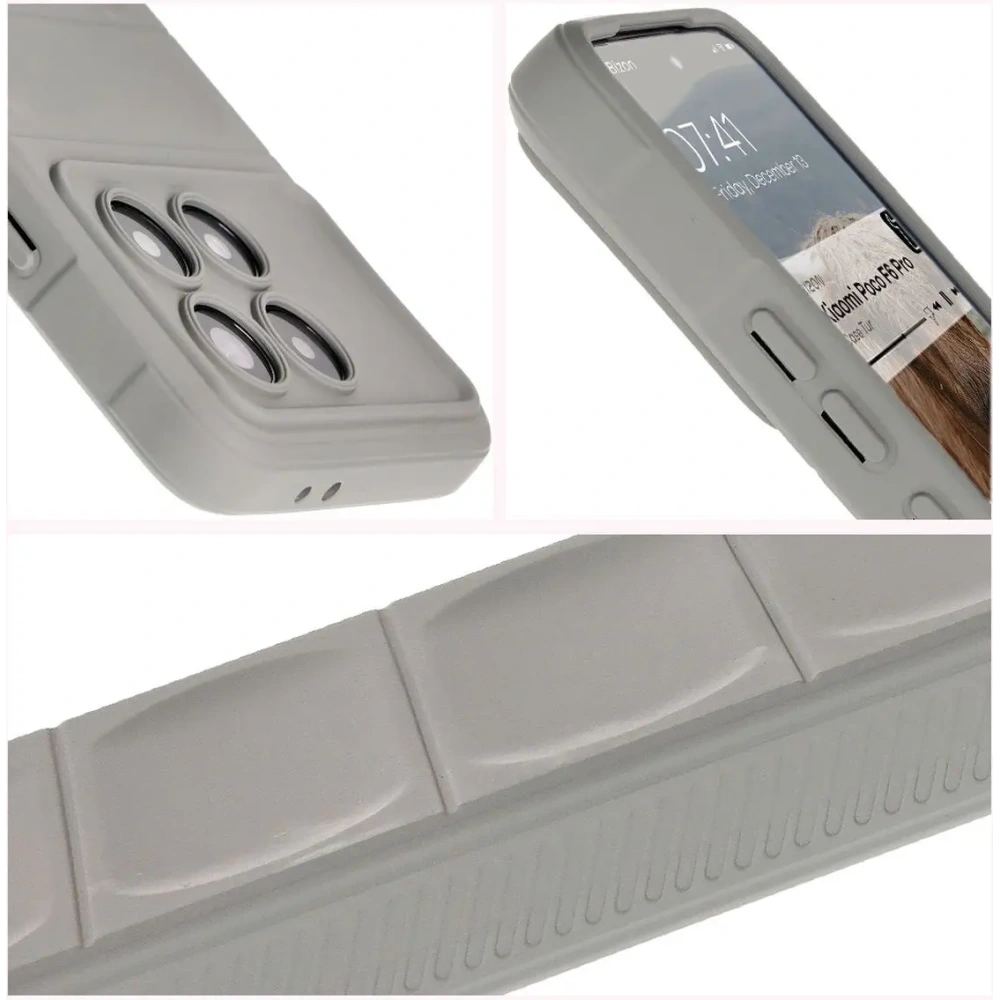 Pancerne etui Bizon Case Tur do Xiaomi Poco F6 Pro jasnoszare