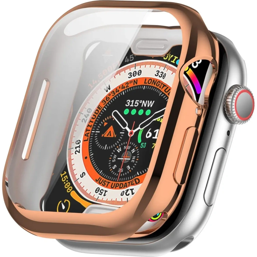 Etui z osłoną ekranu Bizon Case Watch Felipe do Apple Watch 10 / 11 46mm różowozłote