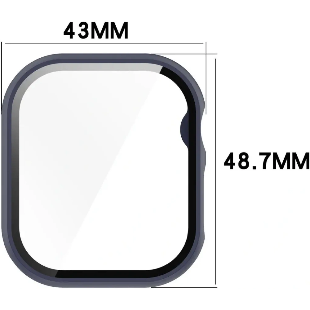 Etui ze szkłem do zegarka Bizon Case+Glass Watch do Apple Watch 10 / 11 46mm ciemnoniebieskie