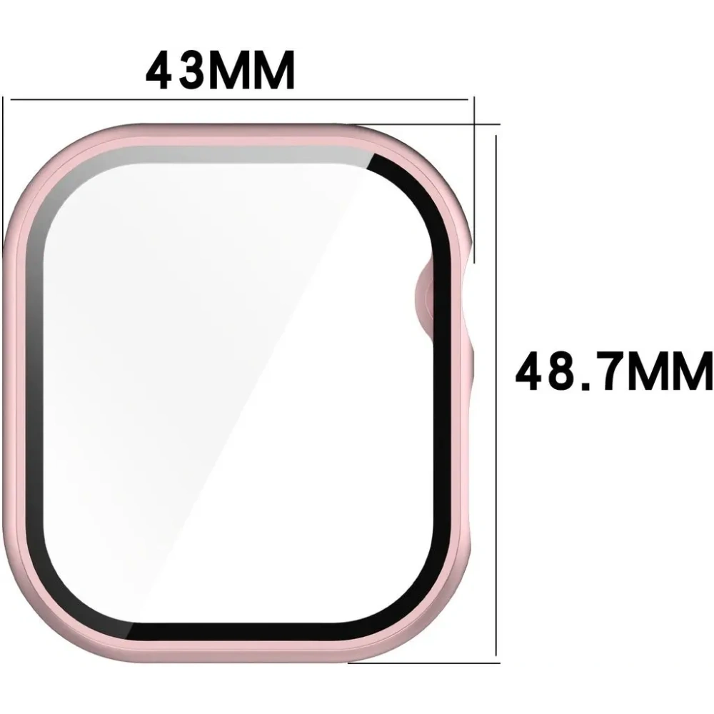 Etui ze szkłem do zegarka Bizon Case+Glass Watch do Apple Watch 10 / 11 46mm jasnoróżowe