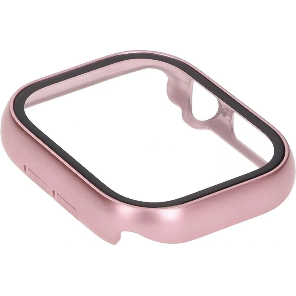 Etui ze szkłem do zegarka Bizon Case+Glass Watch do Apple Watch 10 / 11 46mm jasnoróżowe