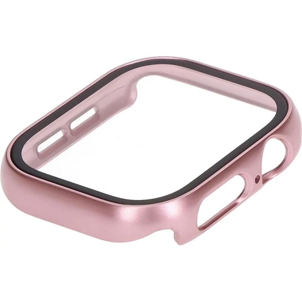 Etui ze szkłem do zegarka Bizon Case+Glass Watch do Apple Watch 10 / 11 46mm jasnoróżowe